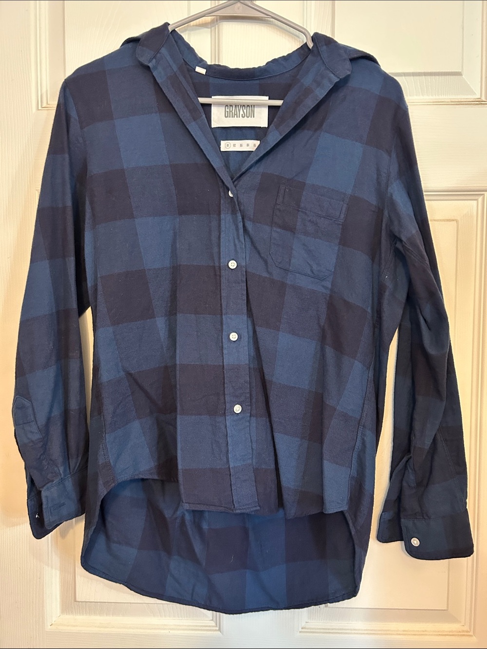 Grayson Navy and Dark Blue Plaid Button Down Shirt